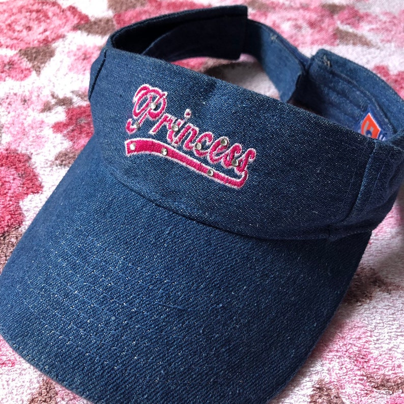 90s Vintage Denim Urban Concepts Bedazzled Princess Visor