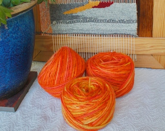 Handspun Sheep Yarn, BFL/Clun Forest Cross, Tropical Orange
