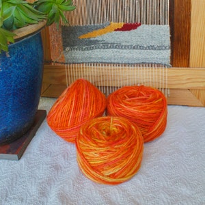Handspun Sheep Yarn, BFL/Clun Forest Cross, Tropical Orange