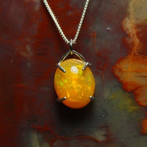Sterling Welo Opal Necklace, 13x10 mm Ethiopian Opal