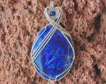 Sterling Lapis Lazuli Wire Wrapped Pendant