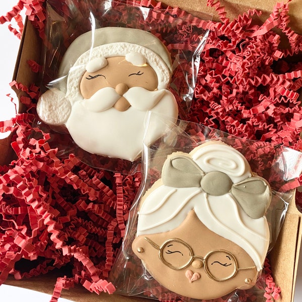 Vegan Christmas sugar cookies (set of 2) | Santa Claus cookies | Mrs claus cookies | holiday cookies