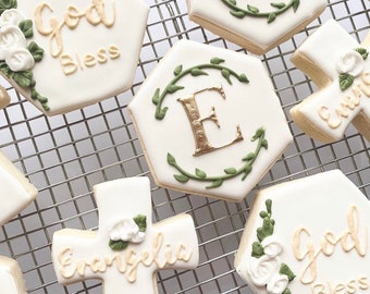 Vegan baptism cookies | christening cookies | cross cookies