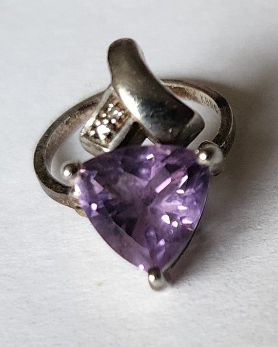 Three Sterling Silver and Amethyst Rings and One … - image 7