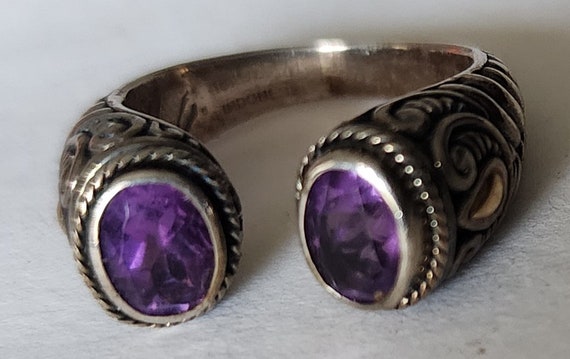 Three Sterling Silver and Amethyst Rings and One … - image 6