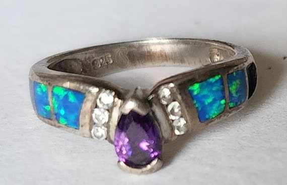 Three Sterling Silver and Amethyst Rings and One … - image 4