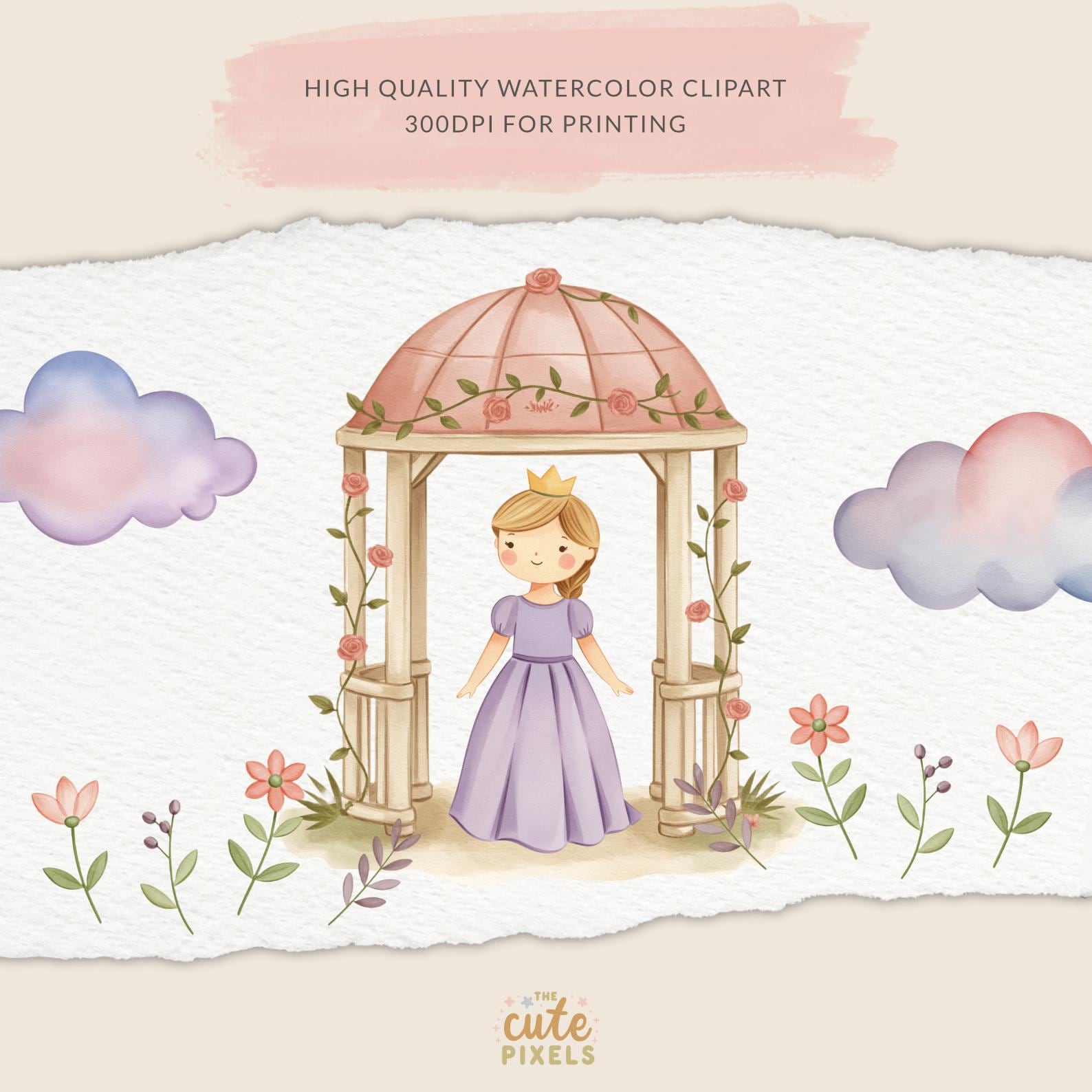 Princess Clipart, Fairytale, Pink Princess, Pink Kingdom, Royal Clipart ...