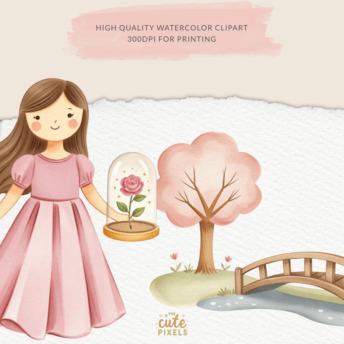 Princess Clipart, Fairytale, Pink Princess, Pink Kingdom, Royal Clipart ...