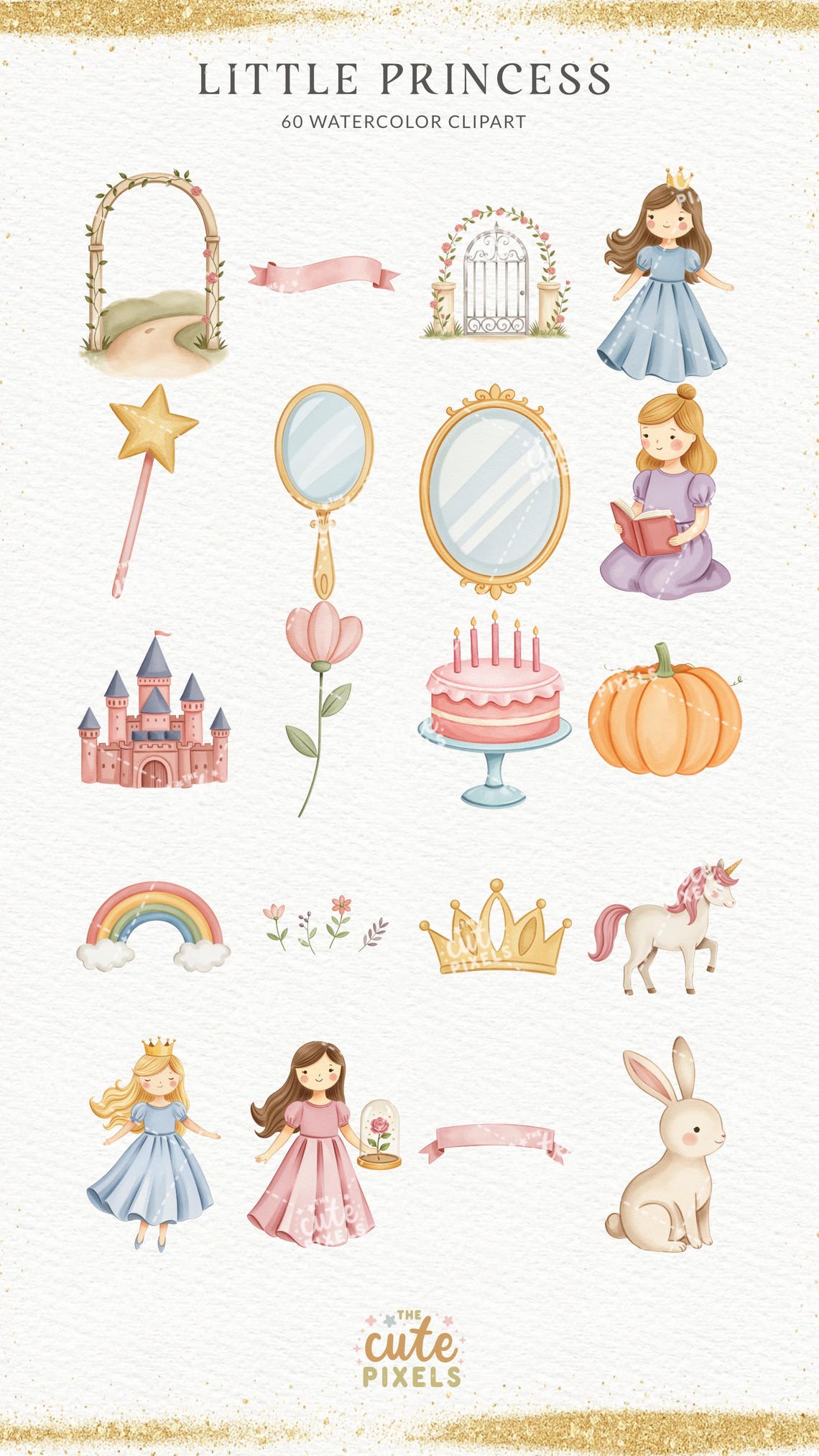 Princess Clipart, Fairytale, Pink Princess, Pink Kingdom, Royal Clipart ...
