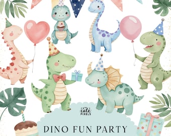 Dino Urodziny Akwarela, Uroczy Dinozaur Party Clipart, Jurassic World PNG, T-Rex Baby Shower Zaproszenie, Dino Akwarela, Dino Dziecko Clipart