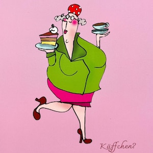 Carte postale artistique « Kaffchen ? 10,5x14,8cm