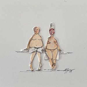 Cartão de felicitações dobrável feito à mão para sauna 10,5 x 14,8 cm