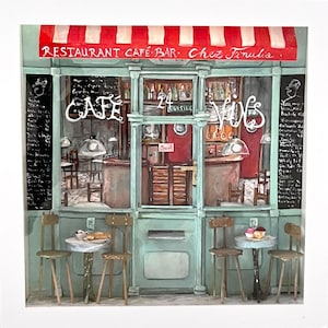 Restaurante Café Bar "Chez Finulia", impressão de postal fotográfico de imagem 3D original 14,8 x 14,8 cm, papel aprox. 300g.