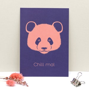 Carte Panda « Chill out » | carte postale drôle avec un dicton effronté | comme cadeau amusant pour les amis, les collègues | comme un petit encouragement