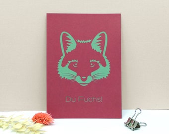 Cartão Fox "Sua raposa!" | cartão postal engraçado com ditado insolente | como um presente engraçado para amigos e colegas | como um pequeno incentivo