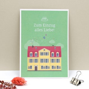 Carte « Bonne chance pour emménager ! » | Carte de vœux pour un cadeau de pendaison de crémaillère, un cadeau de pendaison de crémaillère ou comme petit cadeau à côté du pain et du sel