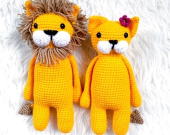 Crochet pattern cuddly toy lion couple Leo and Lilli