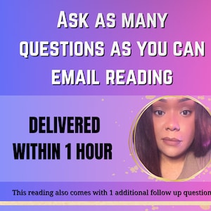 Posez autant de questions que possible par e-mail : lecture livrée dans l'heure, lecture du tarot, lecture psychique
