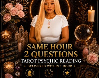 Lectura psíquica de tarot de 2 preguntas en la misma hora: amor, carrera, finanzas, guía espiritual. Entrega en 1 hora.