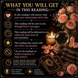 Same Hour Your Next Relationship Reading,  Love, Soulmates, Twin Flames, Spiritual Guidance, Delivered Within 1 Hour