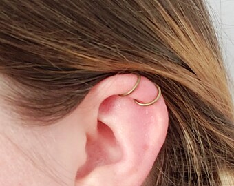 TWO Bronze Ear Cuffs- No Piercing- Fake Piercing Earrings- Non Pierced Ear Cuff- Bronze Filled Cuff- Tragus Cuff- Cartilage Ear Cuff- Rings