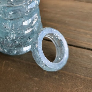Light Blue Silver Resin Ring- Silver Flake Ring- Resin Ring- Silver Ring- Stacking Rings- Blue Ring- Blue Band Ring- Resin Jewelry- Ring