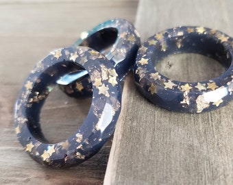 Blue Galaxy Resin Ring- Gold Flake Ring- Resin Ring- Gold Ring- Stacking Rings- Blue Rings- Gold Rings- Star Jewelry- Resin Jewelry- Rings