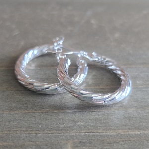 Solid 925 Sterling Silver Hoop Earrings- Silver Hoops- Silver Earrings- Medium Silver Hoop Earrings- 12mm Silver Hoops- Minimalist Earrings