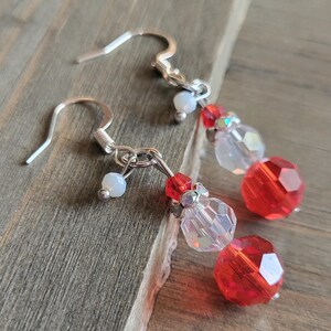 Glittering Christmas Santa Earrings- Handmade Earrings- Silver Earrings- Christmas Earrings- Glitter Earrings- Jewelry Gifts for Her-
