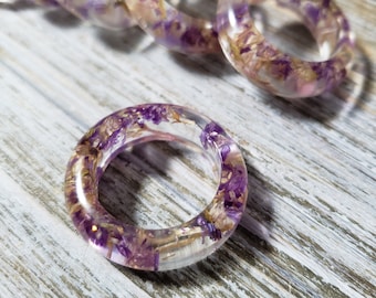 Tiger Lily Flower Rings- Handmade Rings- Resin Rings- Flowers in Resin Rings- Stacking Resin Rings- Stacking Rings- Pink Flower Rings- Gifts