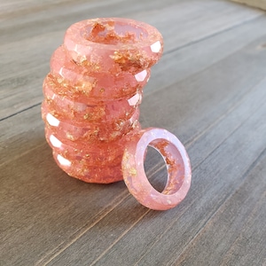 Pink Gold Resin Ring- Gold Flake Ring- Resin Ring- Gold Ring- Stacking Rings- Pink Rings- Gold Rings- Pink Band Ring- Resin Jewelry- Ring