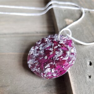Fuchsia Rose Resin Necklace- Handmade Necklace- 925 Sterling Silver Necklace- Purple Flower Jewelry- Resin Pendant Necklace- Necklace Gift