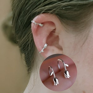 925 Sterling Silver Rose Flower Ear Cuff- No Piercing- Fake Piercing Earrings- Non Pierced Ear Cuff- Tragus Cuff- Cartilage Ear Cuff