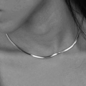 Stainless Steel Minimalist Snake Chain Necklace- Handmade Jewelry- Solid Silver Necklace- Jewelry Gift- Choker Necklace- Stainless Steel