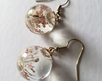 Pendientes de bola de cristal con flores suculentas - Joyería hecha a mano - Regalos para el Día de la Madre - Pendientes de regalo - Regalo de joyería personalizado - Regalo para mamá - Primavera