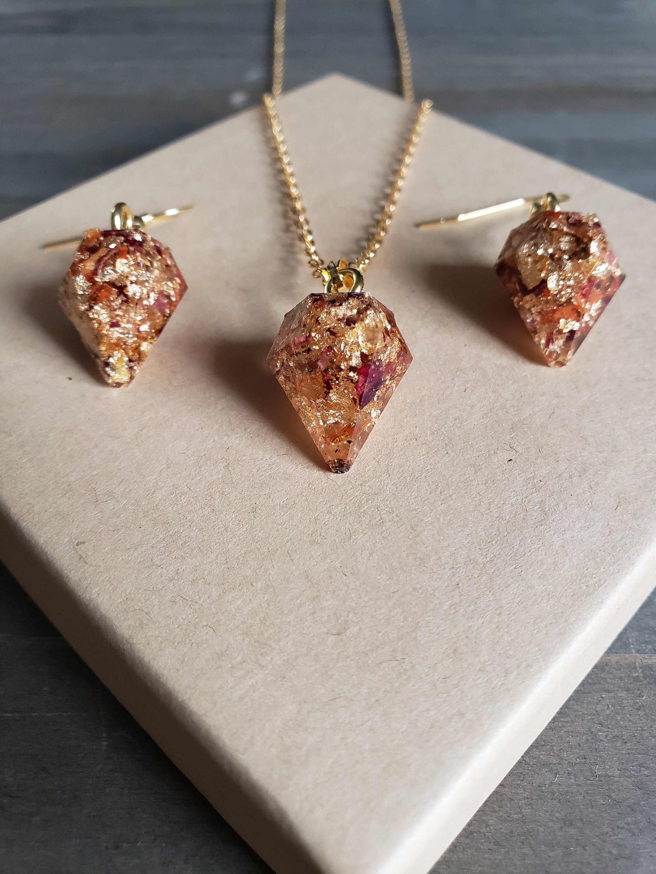 Tiger Lily Resin Jewelry Set Handmade Jewelry Sets Necklace Etsy