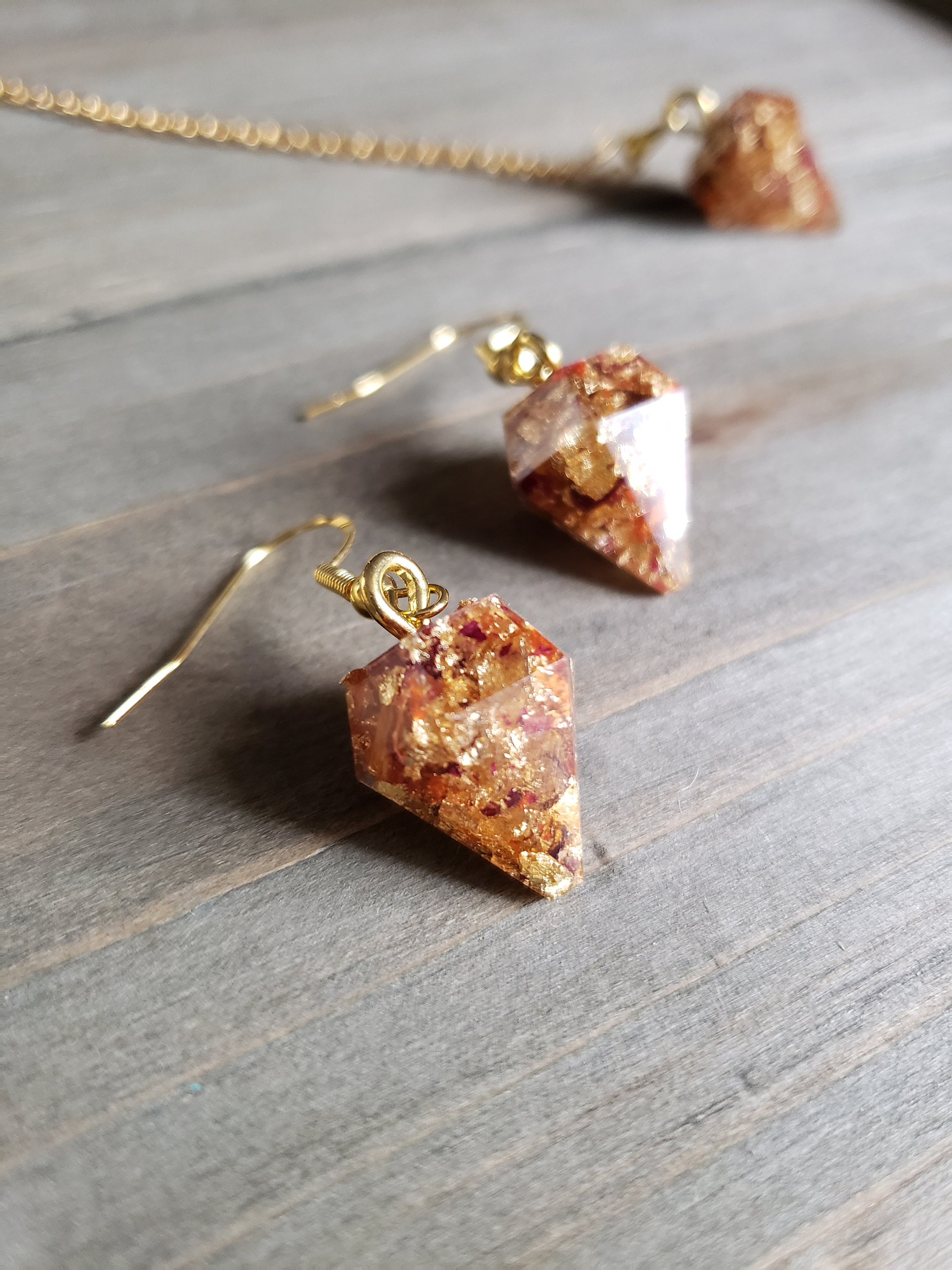 Tiger Lily Resin Jewelry Set Handmade Jewelry Sets Necklace Etsy