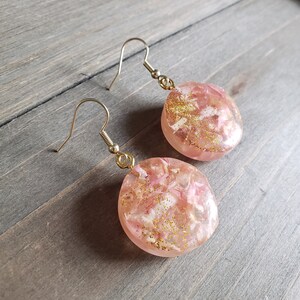 Pink Rose Petal Earrings- Real Flower Earrings- Real Flower Jewelry- Rose Petals Earrings- Gold Earrings- Pink Flower Earrings- Pale Pink