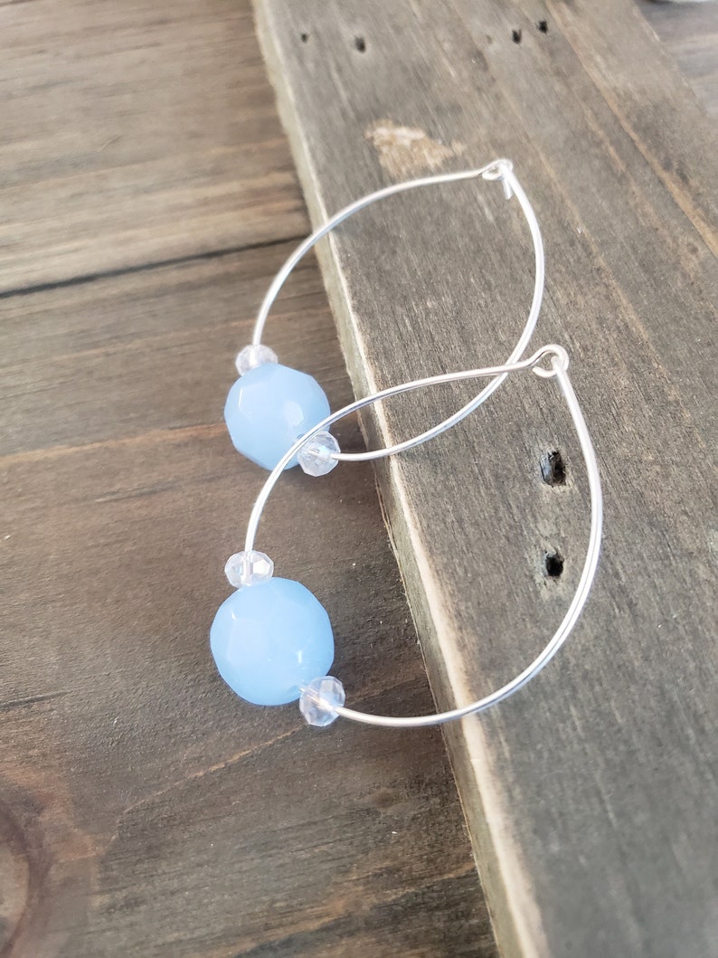Pendientes de piedra amazonita bígaro - Pendientes hechos a mano - Pendientes azules - Pendientes de piedra - Pendientes de bronce - Pendientes de piedra azul - Piedra real imagen 4