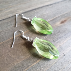 Glittering Green Crystal Earrings- Handmade Earrings- Chandelier Earrings- Green Earrings- Glass Earrings- Green Dangle Earrings- Gifts