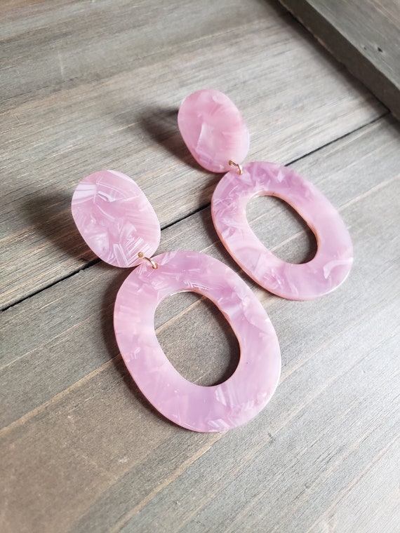 Pink tortoise earrings clearance