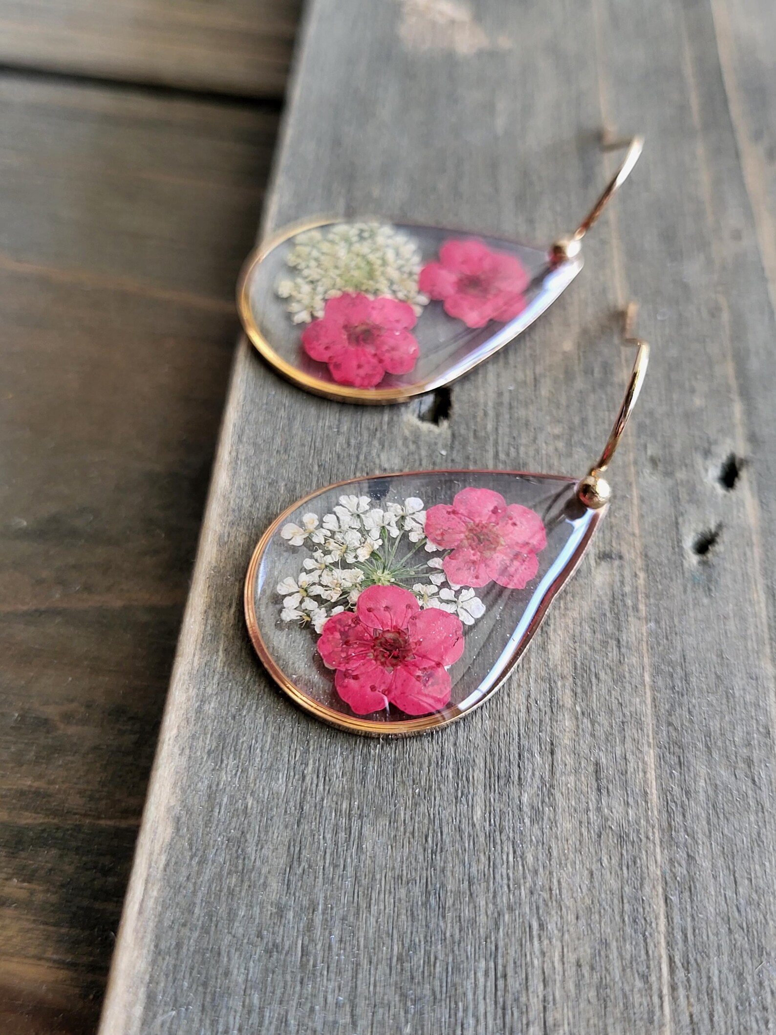 Unique Resin Ear Rings Vibrant Red Flower Resin Earrings- Handmade Earrings- Resin Earrings ...