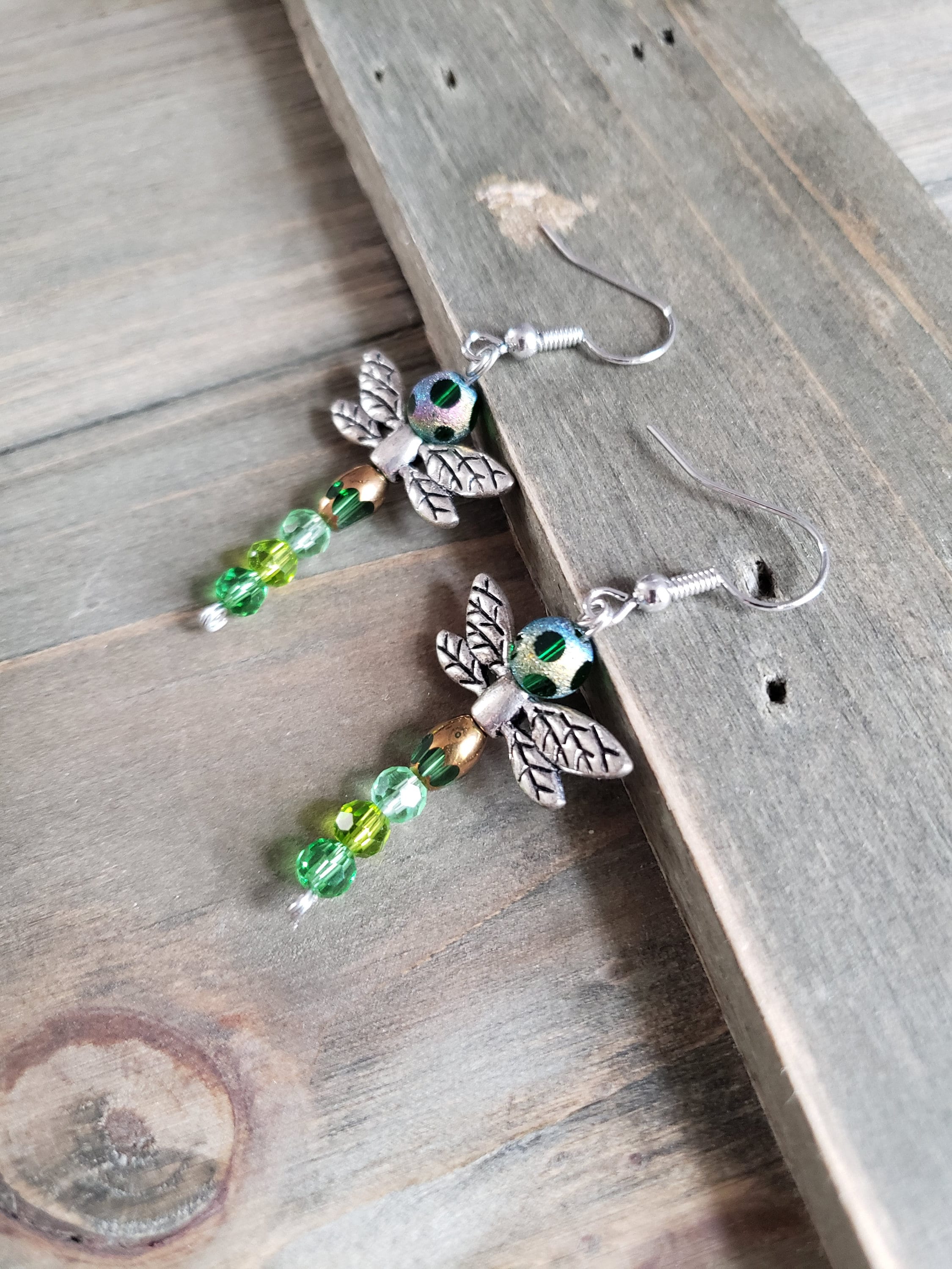 Green Dragonfly Earrings main image 1