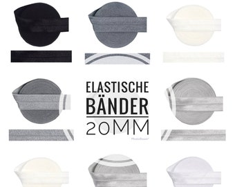 20mm x 1 meter Falzgummi Gummiband Elastikband uni Einfassband Schrägband beplotten personalisieren  Armband grau schwarz weiß 20mm DIY