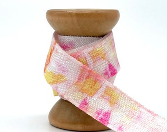 15mm x 1 Meter Gummiband Elastikband elastisches Falzgummi Plotten JGA Haargummis Hairties Print Batik Abstrakt pink gelb M1718