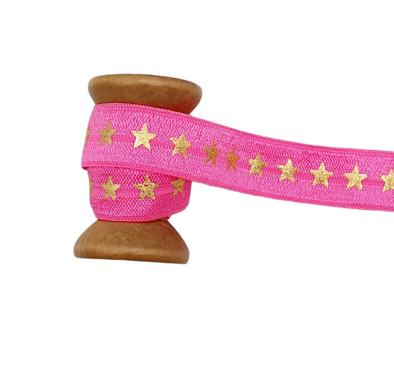 15 mm x 1 meter DIY rubber band elastic band elastic folding rubber JGA festival bracelet Christmas band stars stars neon pink gold m1190 image 2