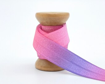 15mm x 1 Meter Gummiband Elastikband elastisches Falzgummi Schrägband JGA Haargummis Hairties Print Batik lila pink  rosa M1256