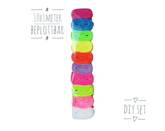 Set fai da te elastici 10x1 metro per tracciare e personalizzare per braccialetti, braccialetti elastici festival colori neon Diy1005