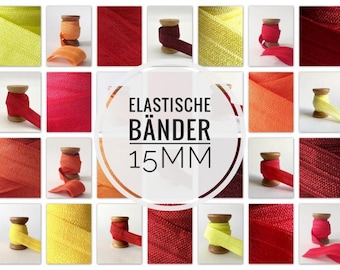 1,45EUR/m) 15mm x 2 Meter Gummiband nähen beplotten Einfassband elastisches Falzgummi Schrägband JGA Haargummis Hairties elastic Orange Rot