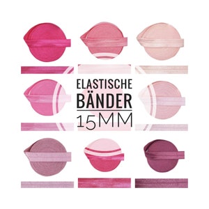 15mm x 1 Meter DIY Gummiband Elastik uni elastische Festivalarmbänder Einfassband Falzgummi beplotten personalisieren DIY Pink Rosa Töne Bild 1